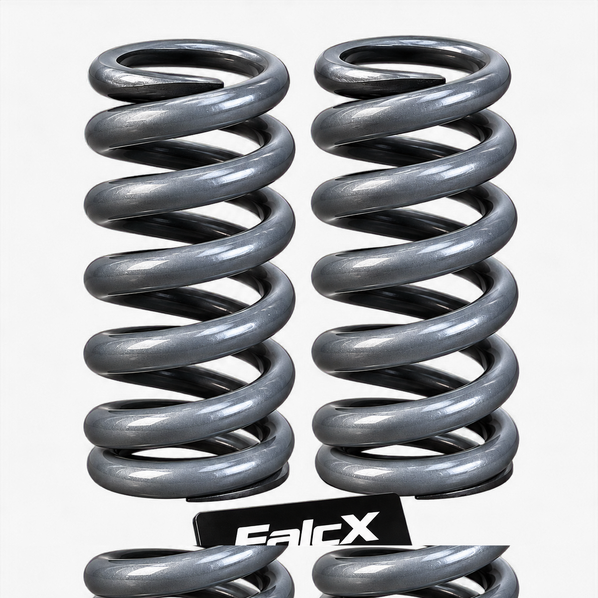 Pair of FalcX replacement front coilover springs with sharp transparent edges